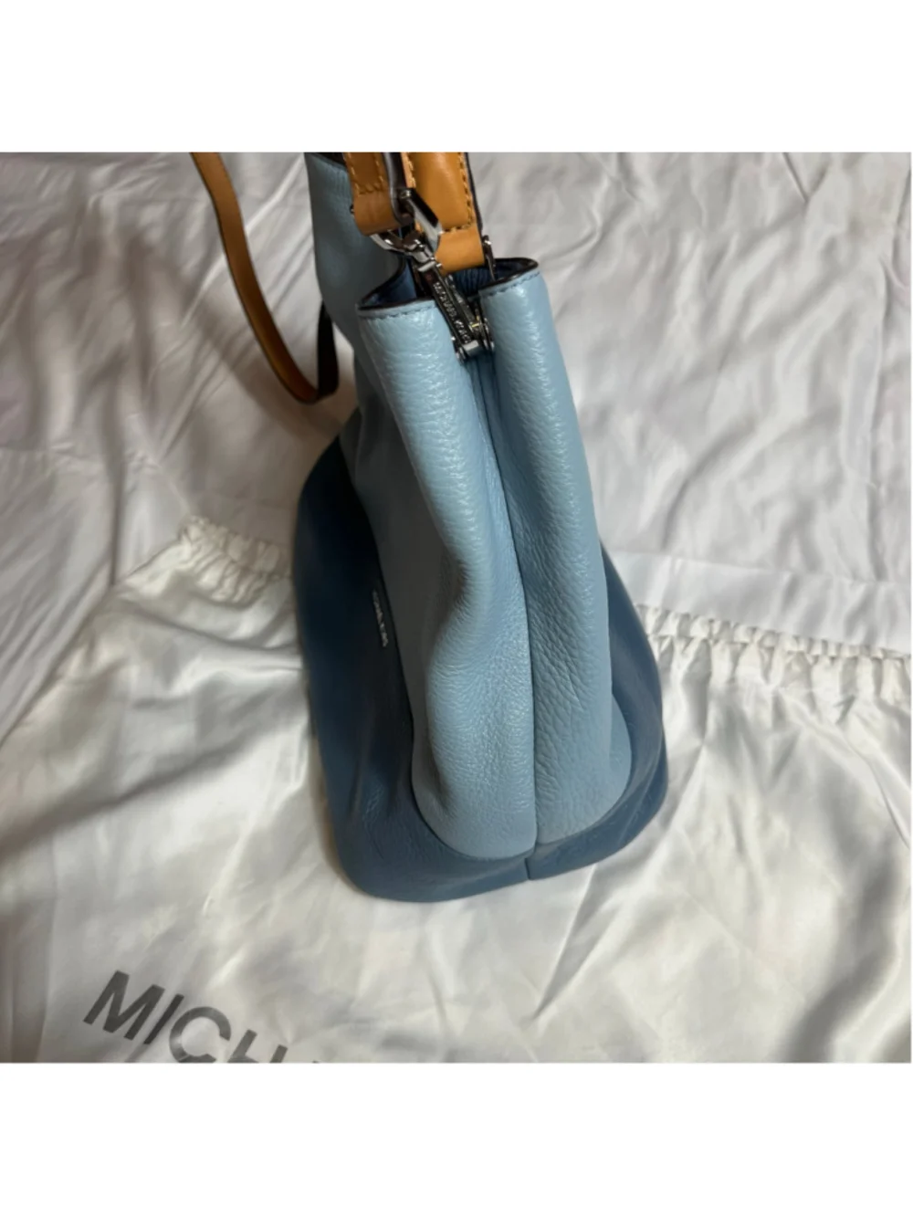 Women's Michael Kors Hobo Bag Two Tone Blue Pebble Leather